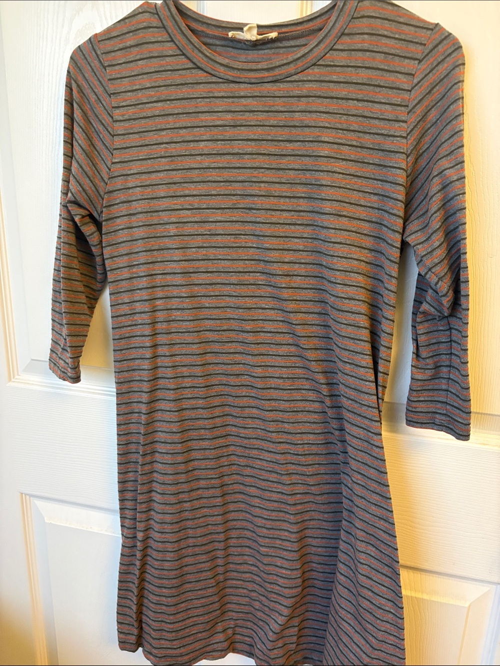 Rolla Coster Gray, Brown and Orange Striped Long Sleeve Dress